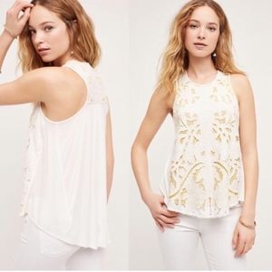 Anthropologie Akemi Filligree Yellow Lace Top S